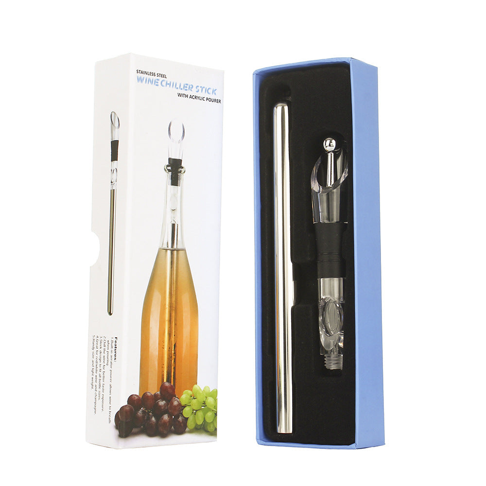 Wine Cooler Rod,fast Wine Chiller With Stainless Steel Wine Pouer And Chill  Rod,wine Bottle Cooler Stick With Aerator Pourer